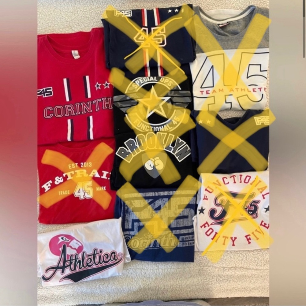 F45 shirts - mostly sleeveless